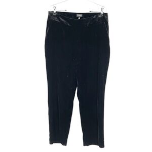 Talbots Velvet Pants Womens Size 12 Black Side Zip Elastic Waist Classic Trouser